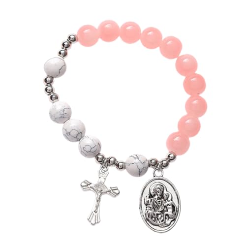 VALICLUD Cross Pendant Bracelet Beads and Religious Cross Design for Women's Daily Wear as Sister Bracelet