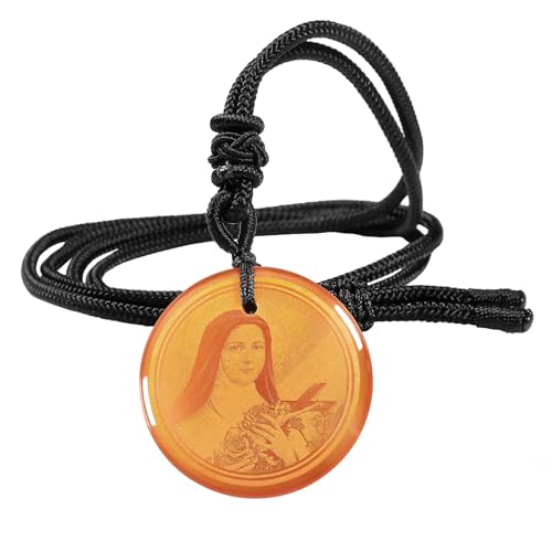 KYEYGWO Catholic Holy Crystal Necklace for Men Women Red St. Therese