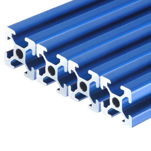 sourcing map 4 Pcs t Slot 2020 Aluminum Extrusion Profile 250mm 10 inch, European Standard Anodized Blue Linear Rail Extrusion Frame for 3D Printer, CNC Machine