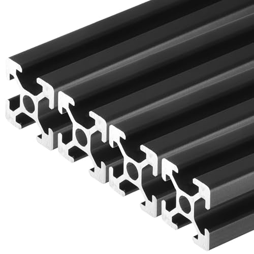 sourcing map 4 Pcs t Slot 2020 Aluminum Extrusion Profile 250mm 10 inch, European Standard Anodized Black Linear Rail Extrusion Frame for 3D Printer, CNC Machine