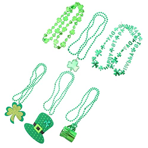 NUOBESTY 12pcs Green Shamrock Necklaces Irish Top Hat Neck Chains for St. Patricks Day Party Decorative Supplies