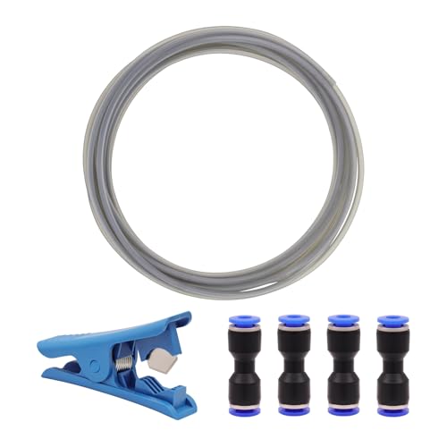 16.4 FT PTFE Teflon Tube Kit with 1 Tube Cutter and 4 Tube Extension Connector, ID 2.5mm X OD 4mm Ultra-Smooth PTFE Teflon Tubing for Bambu Lab A1/P1/X1 Series, K1 Series, AD5M