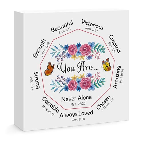 Christian Gifts for Women Birthday Inspirational Religious Gifts for Women Catholic Spiritual Gifts for Friends Family Colleague Christian Wooden Box Sign for Home Office Shelf Desk Table Decor