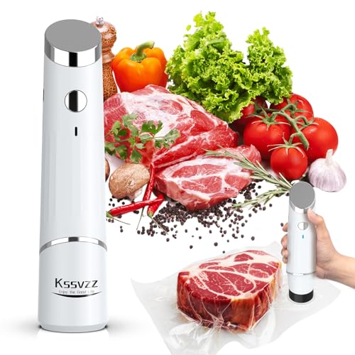 Kssvzz Handheld Food Vacuum Sealer Machine with 10 Reusable Vac Seal Bags Vacuum Bag Sealer Kit (10 Bags)