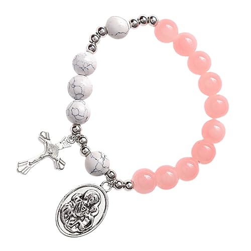 Veemoon Cross Pendant Bracelet Beaded Bracelet Religious Cross Design for Women's Daily Wear Spiritual Occasions Crafted Care