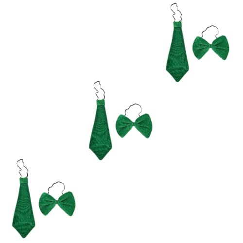 VALICLUD 3 Sets Bow Tie for Men St Patrick's Day Festival Tie Green Party Necklace for Men for Irish Celebrations