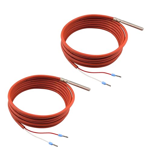 Pack of 2 PT1000 Temperature Sensors, 2 Metres Silicone Cable, up to +200 °C, Made in Germany, Temperature Sensor, Cable Sensor, Solar Sensor Packung mit 2 Stück 1