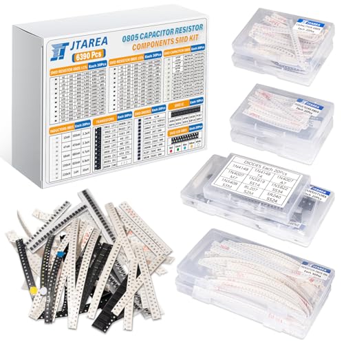 6390pcs SMD 0805 Resistor Capacitor LED Diode IC Transistor Inductor Diodes SMT Resistors Assortment Electronic Component Kit