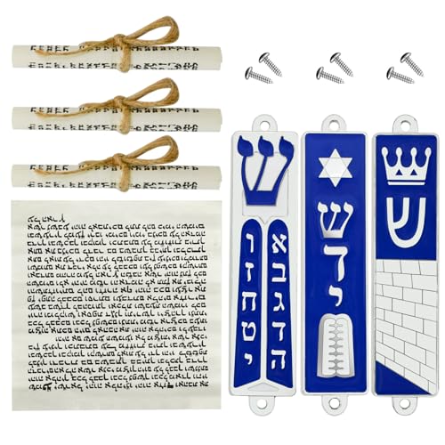 Set of 3 Mezuzah with Scroll for Door, Jerusalem Mezuzah Case for Blessing