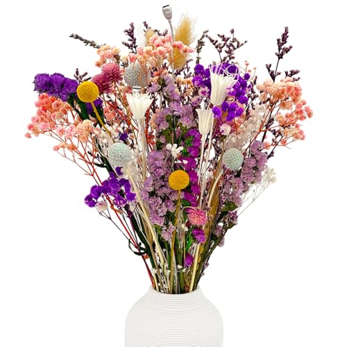 Dried Flowers Bouquet 39 Pcs Purple Dried Flowers 15 Kinds Set for Home Decor Table Boho Natural Flowers for Living Room Decor Wedding Arrangement and Craft Projects