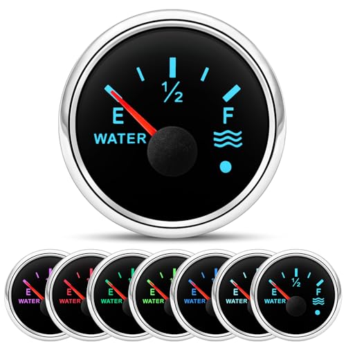 52mm Water Level Gauge 0-190ohm, Water Indicator Tank Level Meter 7 Colors Backlight Universal for Car Boat BS-52mm Water level gauge