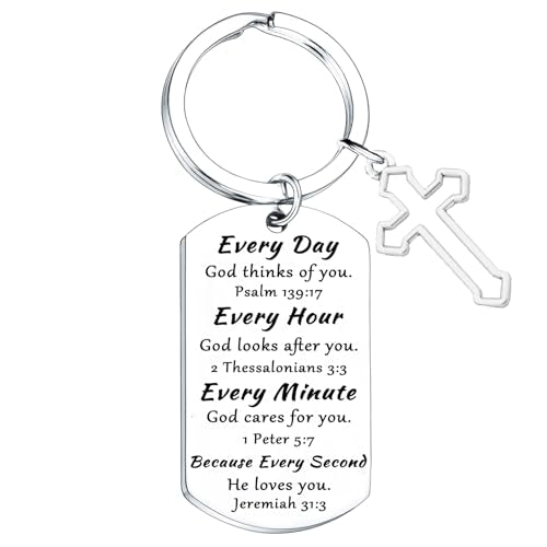 Christian Keychain Religious Baptism Gifts Bible Verse keyring for Easter Inspirational Christian Gifts for Women Men