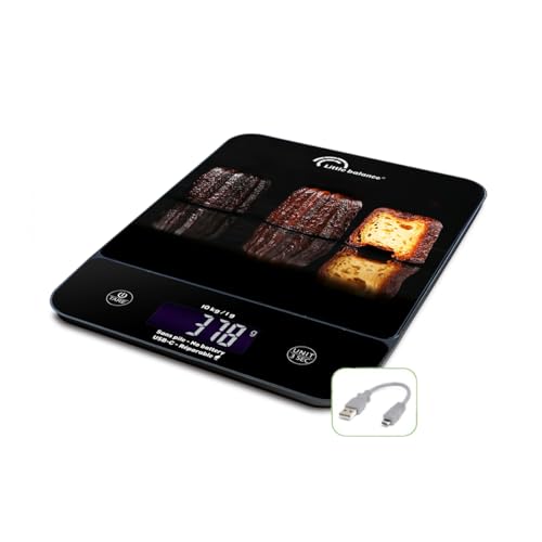 LITTLE BALANCE 8845 Happy Genius 10 Cannelés Kitchen Scales without Battery Rechargeable USB-C Repairable 10 kg Ribbed