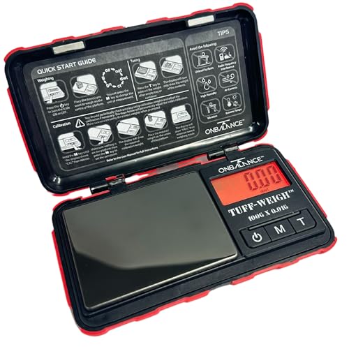 Tuff Weigh Digital Pocket Scale, 100g x 0.01g Precision, Mini Professional Jewellery Scale (Red) Red