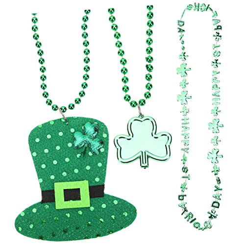 Kisangel 12pcs Shamrock Bead Necklace Set St Patricks Day Accessories Party Favors Women