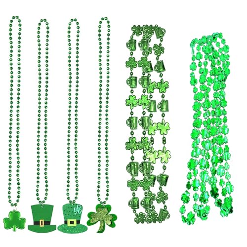 6 PCS St.Patrick's Day Accessories,Shamrock Necklace,St Patricks Day Accessories,St.Patrick's Day Costume Accessory,St. Patrick’s Day Costume Decoration,Irish Costume Decoration(green