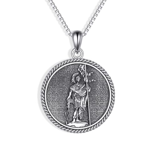 YAFEINI Patron Saint Necklace 925 Sterling Silver Patron Saint Florian Pendant Necklace Religious Jewellery Gifts for Women