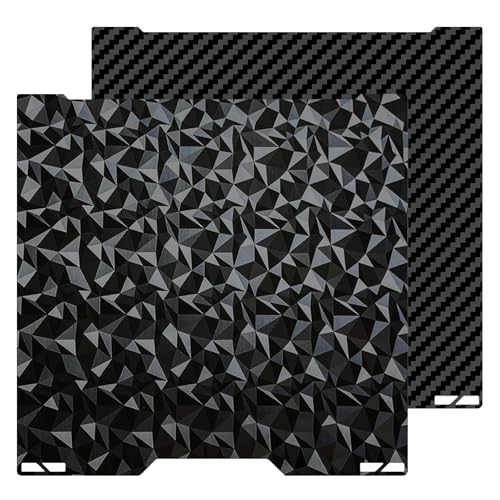 355x346mm PET PEO Double Side Build Plate for Bambu Lab H2D, Smooth Diamond PEO+Carbon Fiber PET Spring Steel Sheet Plate for Bambulab H2D 3D Printer PEO+PET 355x346mm