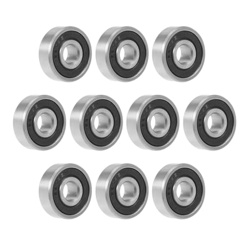 TA-VIGOR 10Pcs 628-2RS Deep Groove Ball Bearings, z4 8mm x 24mm x 8mm Double Sealed Industrial Bearings, Chrome Steel Skateboard Bearings for Motor Electrical Instrument Equipment 628-2RS（10Pcs)