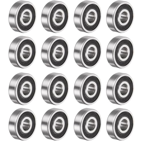 TA-VIGOR 16Pcs 625-2RS Deep Groove Ball Bearings, Z2 5mm x 16mm x 5mmDouble Sealed Industrial Bearings, Chrome Steel Skateboard Bearings for Motor Electrical Instrument Equipment 625-2RS（16Pcs)