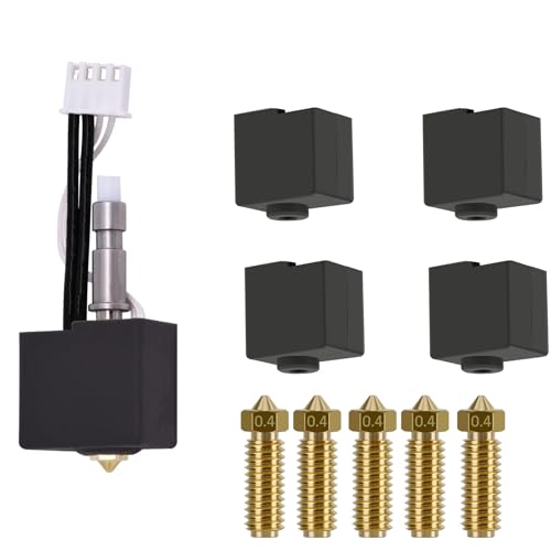 3D Printer Hotend for Kobra S1, 3D Printer Parts Hot End Kit with 4PCS Silicone Sock and 5PCS 0.4mm Nozzles for Anycubic Kobra S1 Combo