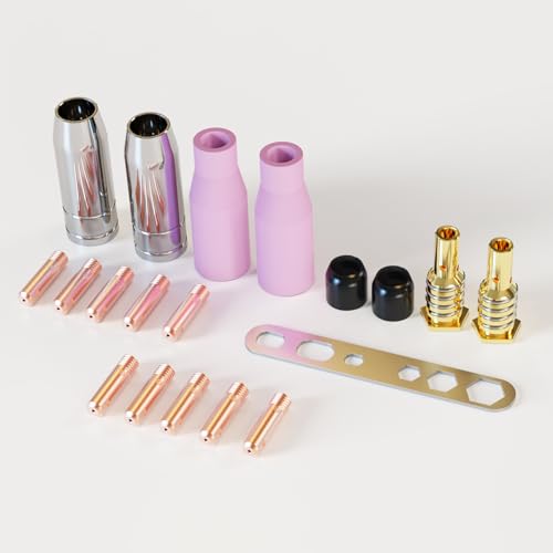 Mig Welding Gun Accessory Kit for MIGVAN Mig Gun: 19pcs Nozzle Contact Kits, Welding Contact Tips .030"/.035"/.040", Gas Nozzles/Gas Diffusers/Contact Tip Holder Fit MIG Welding Torch