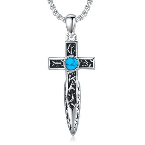 ROMANTICWORK Arrowhead Necklace 925 Sterling Silver Pendant Viking Jewelry for Anniversary Birthday Gifts Men Cross
