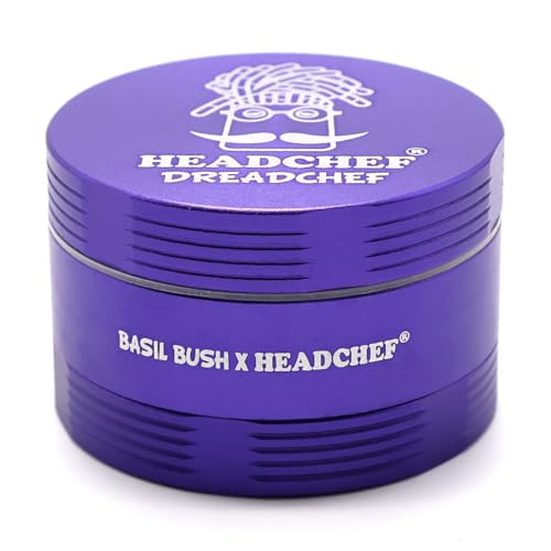 Headchef Dreadchef 4-Part Herb Grinder, 55mm, Sandblasted Finish, Multiple Colours (Blue Violet) Blue Violet