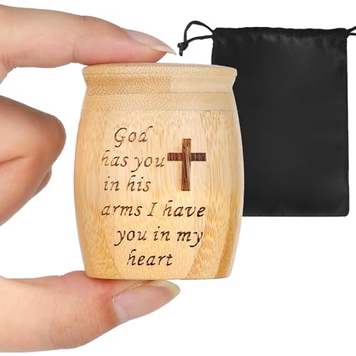 Small Urns for Human Ashes Set of 1, Made of Bamboo, Mini Keepsake Cremation Urn with Tree of Life Pattern Engraved, for Made Female Adult Pets, 1.8" W x 2.4" H Cross Pattern