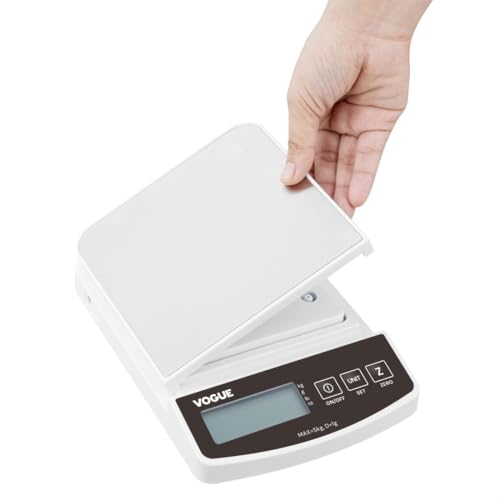 Vogue Digital Electric Scale Rectangular, White, 5kg - Food Scale for Baking, Cooking, Keto and Meal Prep HZ321