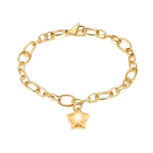 Minicremation Small Star Urn Bracelet for Ashes Stainless Steel Cremation Jewelry Bangles for Pet/Human Ashes Memorial Keepsake Ash Jewelry Gold