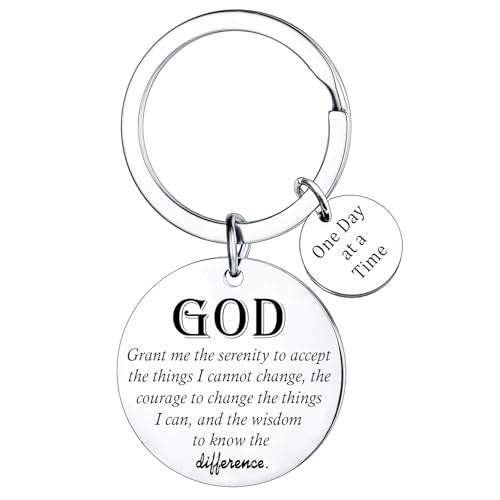 Encouragement Gifts for Women Men Sobriety Keyring Sobriety Addiction Recovery AA Gifts Religious Gift Inspirational Keychain Serenity Prayer Gift