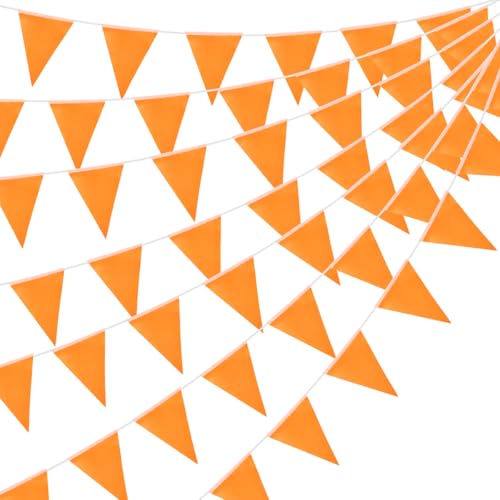 20M/65.6ft Orange Bunting Flags Banner, 52pcs Fabric Triangle Banners for Indoor Outdoor Birthday Baby Shower Wedding Garden Home Party Decorations