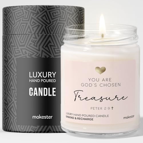 Gift for Christian - Luxury Soy Wax Candle - Vanilla, Jasmine, Sugared Almond - Makester