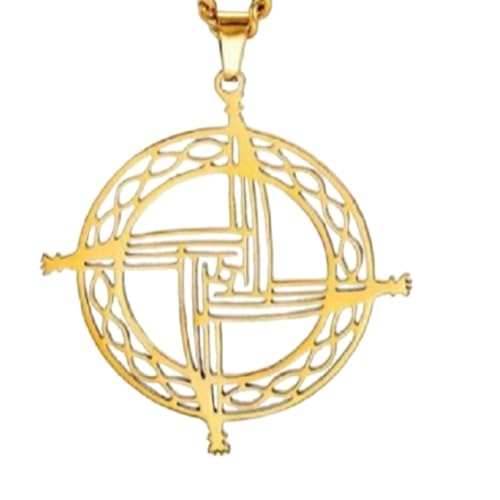 Gold Saint St Brigid Irish Celtic Pagan Cross Pendant Necklace Brigid's F21