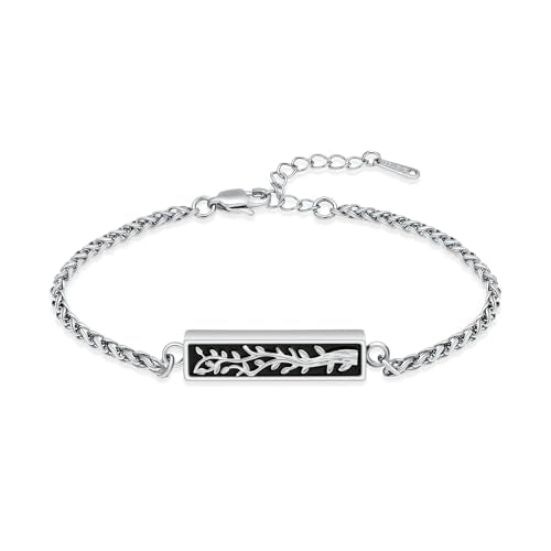Tree of Life Urn Bracelet for Men Women Bar Cremation Bracelet for Ashes Stainless Steel Adjustable Memorial Ashes Bangle Keepsakes Jewellery Silver