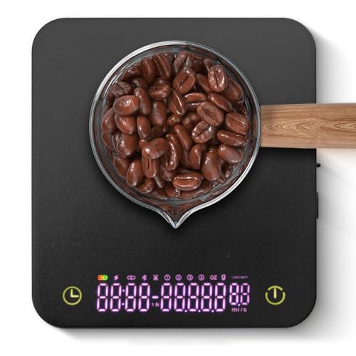 Mini Coffee Scale, 3kg/0.1g Espresso Scale, Rechargeable Black without Magnetic Display