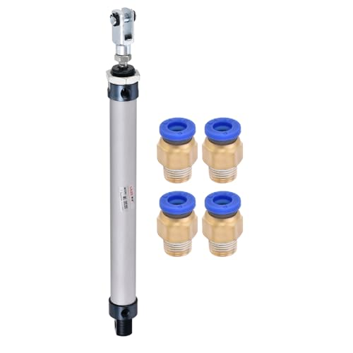 YOKIVE Pneumatic Air Cylinder, Double Action with Y Connector and Quick Fitting, Great for Punching Machine, Pneumatic System, Material Handling (MAL 20x200)