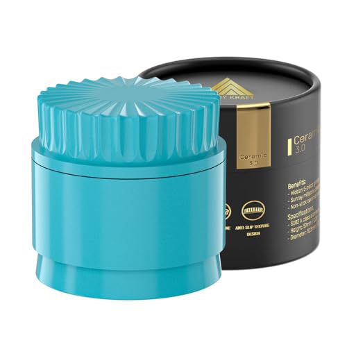 Premium Ceramic Grinder CERAMIC DRAGON 3.0 | Dragon Crystal Ceramic Coating | 5 Pieces with N52 Magnets | 62 mm Ø | Grinder for Herbs and Spices. Blue