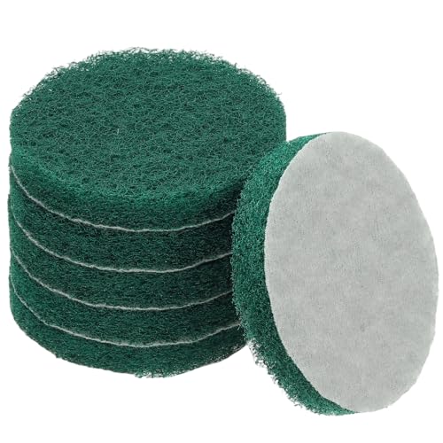 Power Scrub Pads, Scrubbing Pads 180 Grits Scouring Discs - Fitting for (Home Kitchen Cleaning - Drill Attachment - Scrubber Replacement) 6 Pcs & 5 Inch & Green