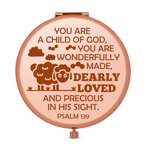 Inspirational Christian Gift for Women Pocket Makeup Mirror for Her Christian Baptism Gifts Religious Bible Gifts for Women Best Friend Sister Daughter Granddaughter Compact Makeup Mirror Psalm 139