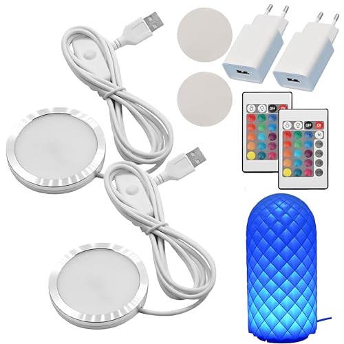 2 Pieces 3D Printer LED Lamp Kit for Lab A1/A1mini/P1S/P1P/X1C, 3D Printer Part LED Light Strip Lighting Strip Model Set, with USB Adapter, Night Light Models Replacement for 3D Printer, RGB Light
