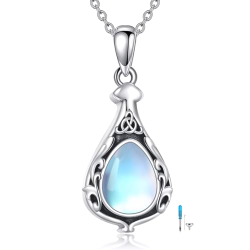 JERWLI Moonstone Urn Necklaces for Ashes 925 Sterling Silver Urn Pendant Moonstone Jewellery for Women Lover