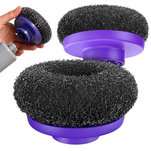 Synoshi PRO Electric Spin Scrubber Steel Brush Set for Cleaning (2 Units) Perfect for Grills, Ovens. Power Scrubber Steel Brush Heads for Intensive Cleaning