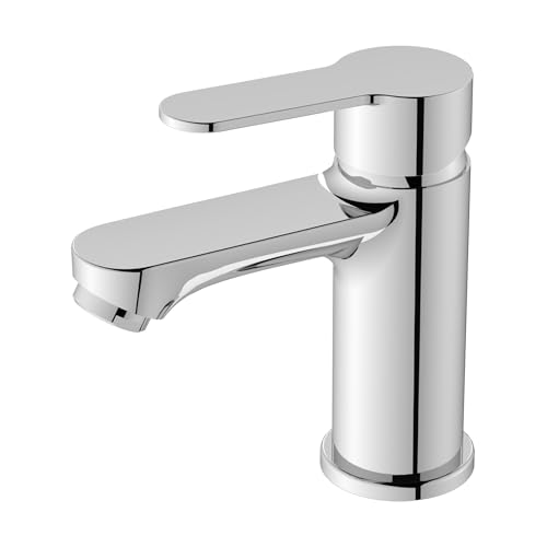 BELZ Chrome Basin Mixer Tap, Single Lever Bathroom Tap, Ceramic Cartridge Tap without waste