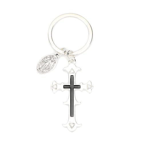 Steel Cross Keychain Christian Inspirational Pendant Confirmation and Ordination Religious Present for Birthday Christmas Thanksgiving