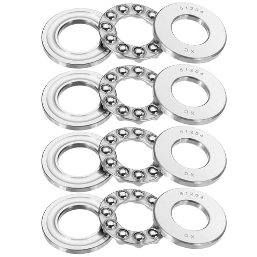 PATIKIL 51204 Thrust Ball Bearings 20x40x14mm, 4 Pcs Chromium Steel (GCr15) Miniature Single Row Roller Miniature Ball Bearings for Conveyor Systems Machine Tools, Silver #51204 20x40x14mm