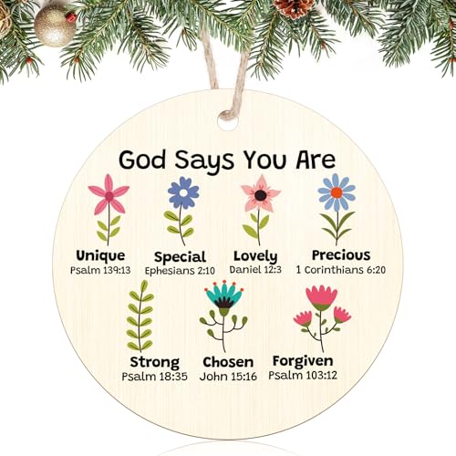 Faith Based Gift Christian Wooden Ornaments for Women Inspirational Gifts for Women Religious Gifts for Sister Friend Daughter Mom Baptism Christmas Ornament Christening Communion Gift for Girls
