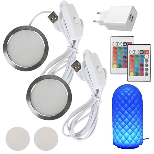 Pack of 2 3D Printer LED Lamp Kit for Bambu Lab A1/A1mini/P1S/P1P/X1C, 3D Printer Part LED Light Strip Lighting Strip Model Set with USB Adapter, Night Light Models Replacement, RGB Light 2 pieces (1 plug with 2 USB ports)