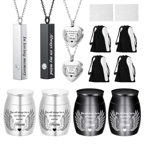 8Pcs Urn Necklace for Ashes Cremation Jewelry